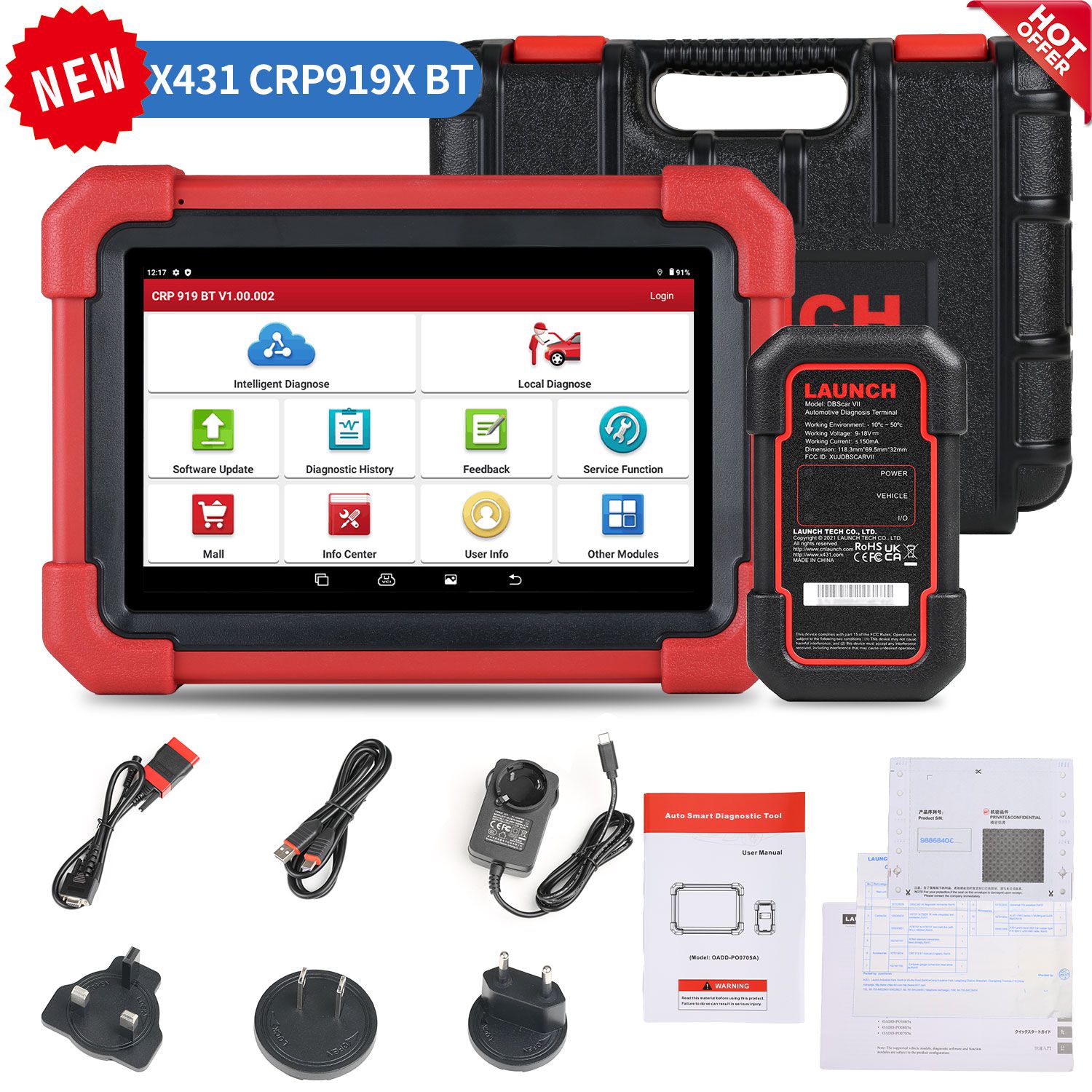 2024 LAUNCH CRP919X BT Diagnostic Scanner with Bluetooth Supports CAN FD DoIP and ECU Coding