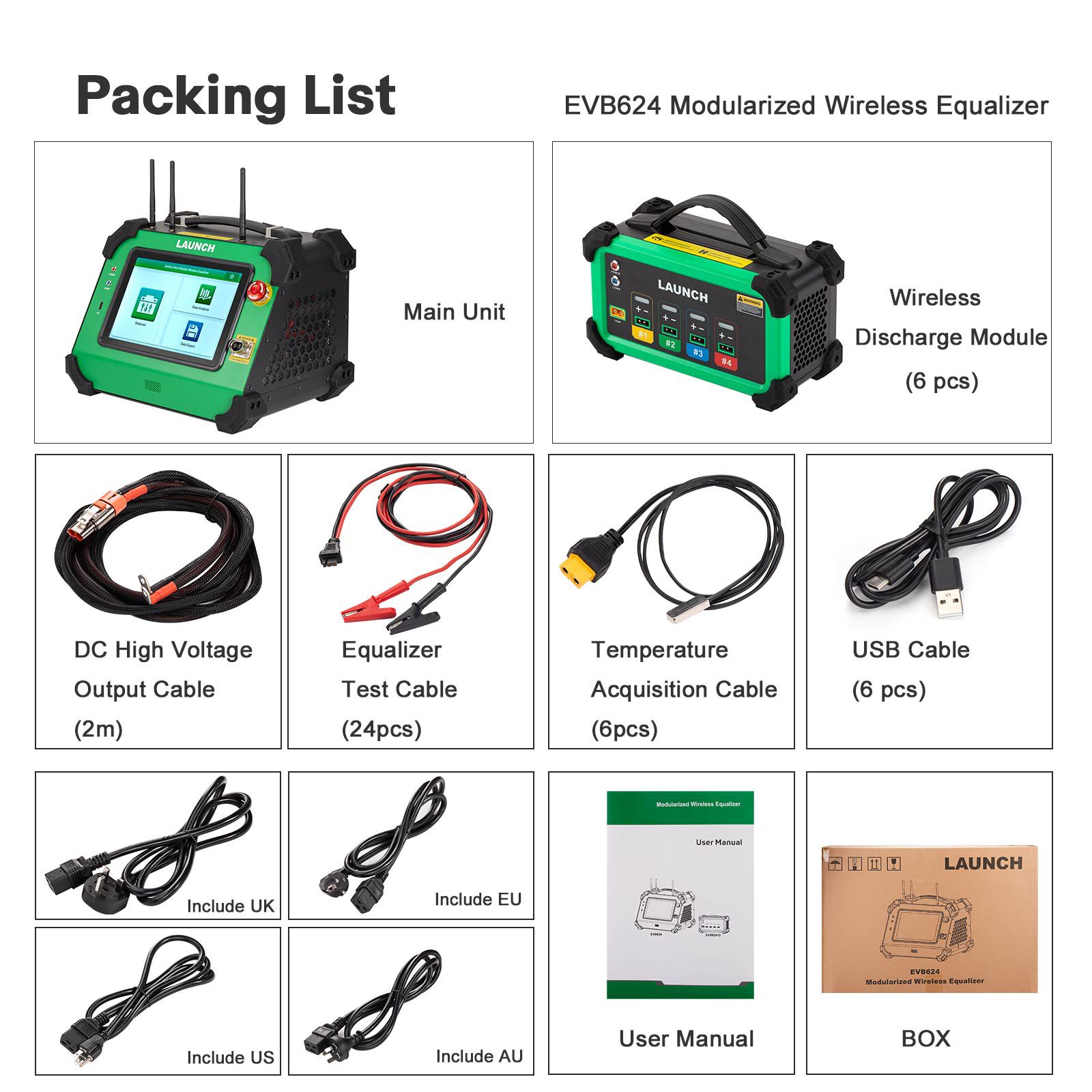 LAUNCH EVB624 EV Battery Pack Cell Wireless Equalizer(24 Channels)