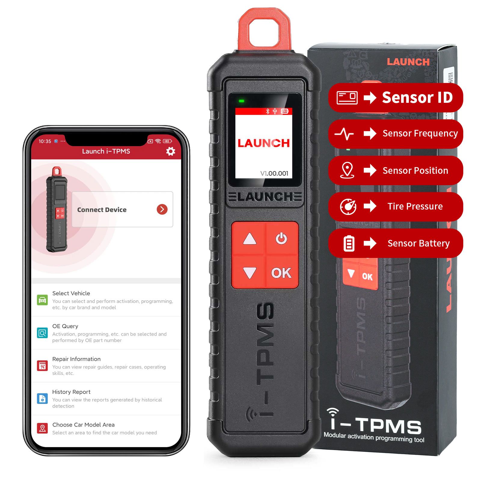 2024 Launch i-TPMS Handheld TPMS Service Tool Can be Binded with X-431 Scanner and the i-TPMS APP Supports All 315/433MHz Sensors