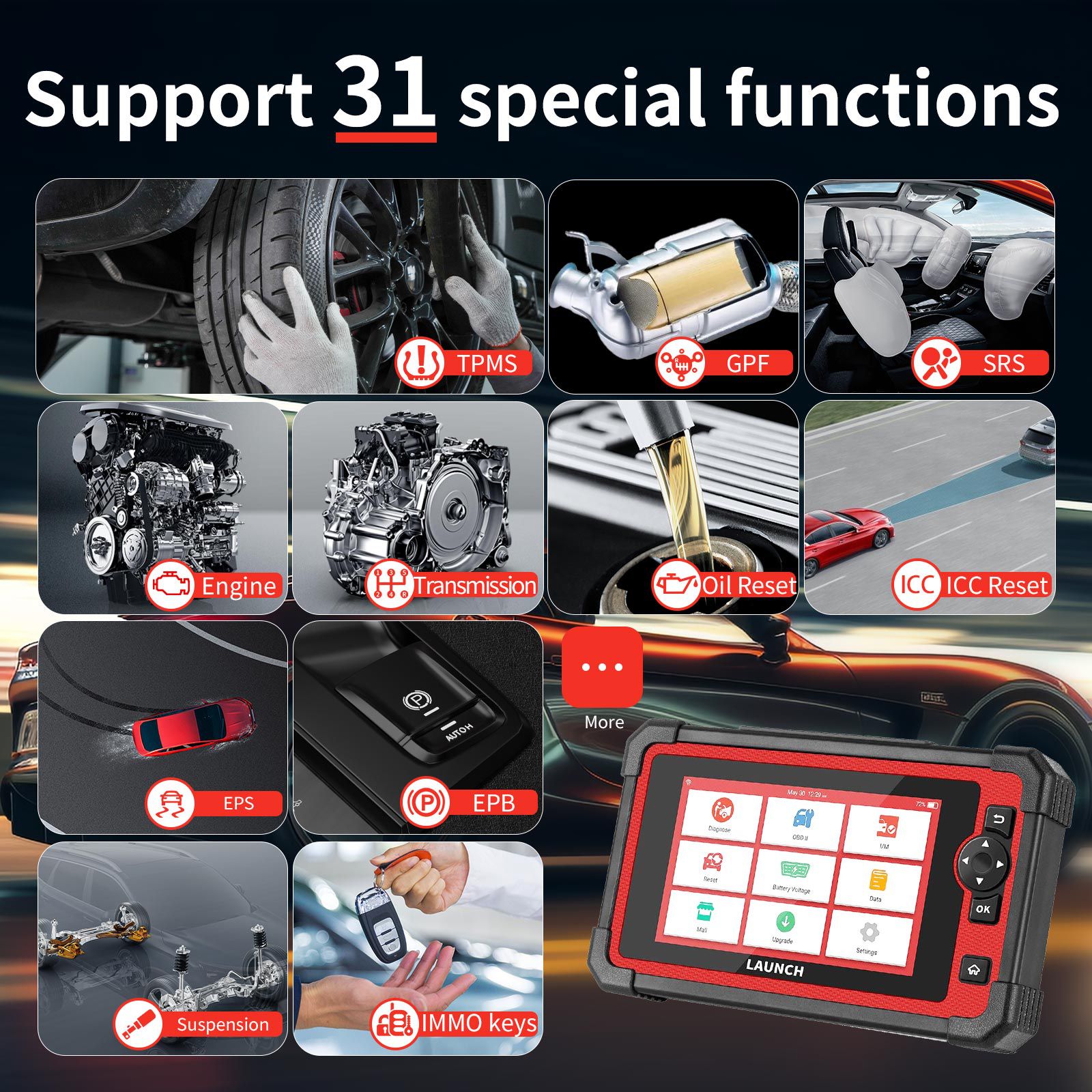 LAUNCH X431 CRP919E Full System Car Diagnostic Tools with 31+ Reset Service Auto OBD OBD2 Code Reader Scanner