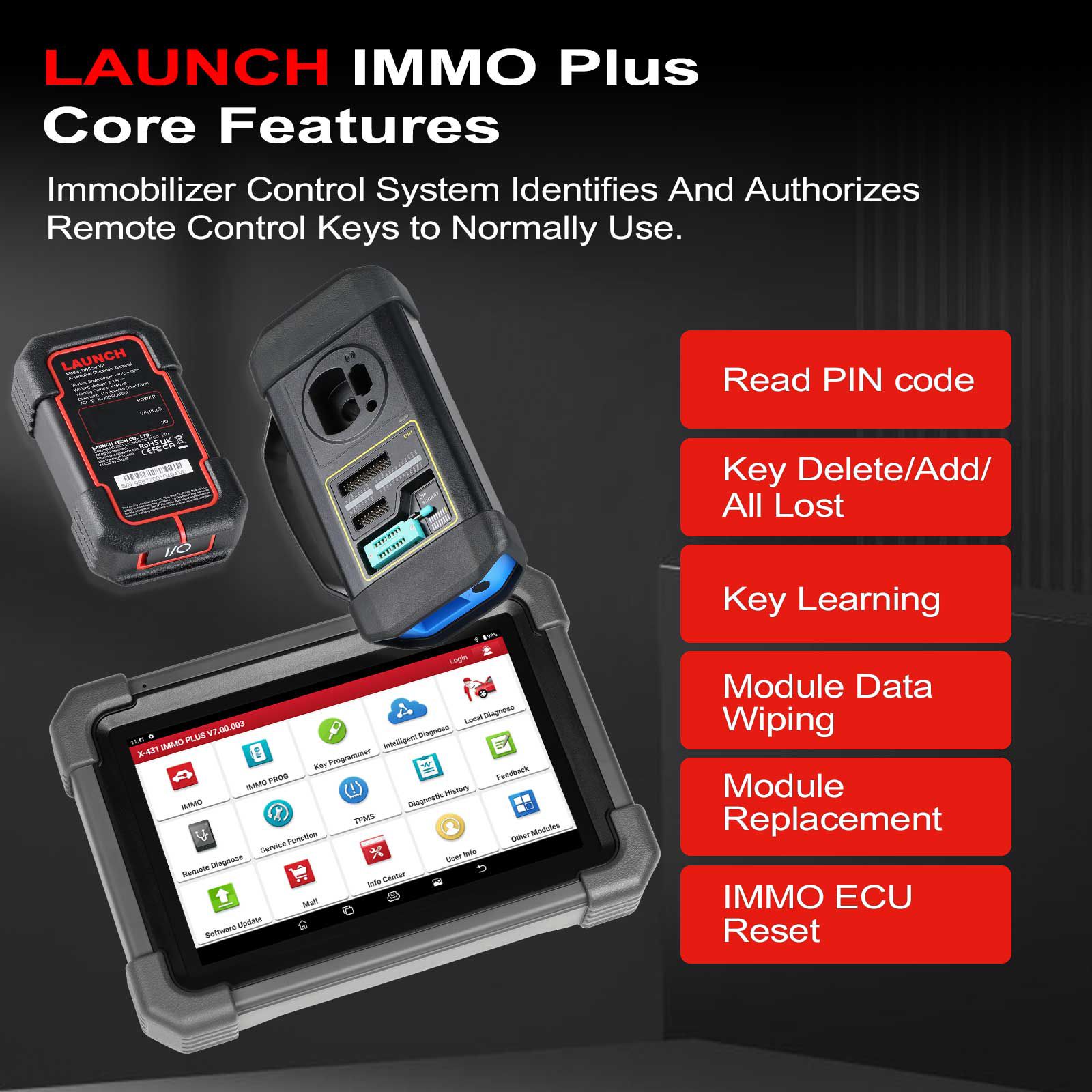 LAUNCH X431 IMMO PLUS Key Programmer with X-PROG3 Support IMMO Programming + Engine / Gearbox Clone + Diagnostic Functions