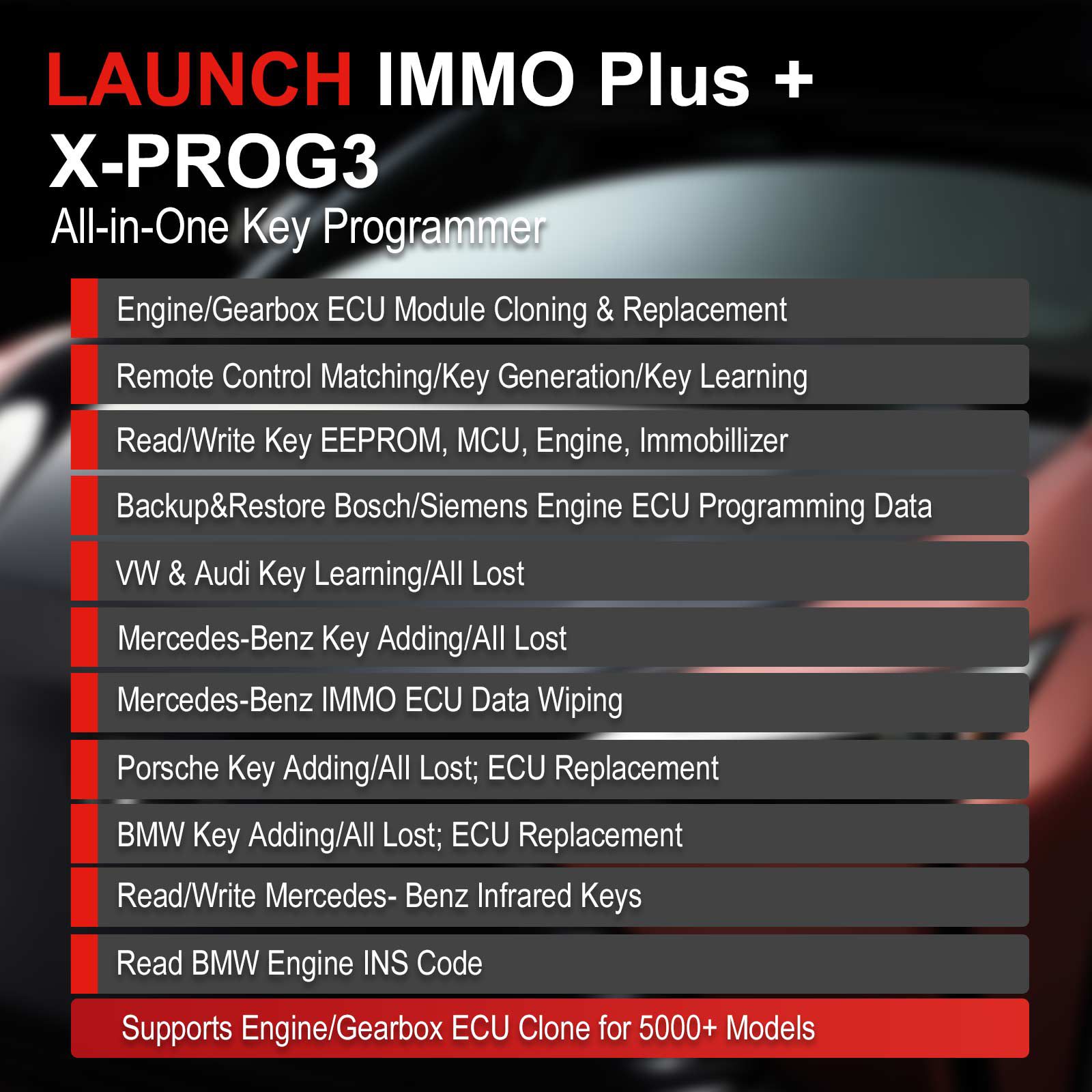 LAUNCH X431 IMMO PLUS Key Programmer with X-PROG3 Support IMMO Programming + Engine / Gearbox Clone + Diagnostic Functions
