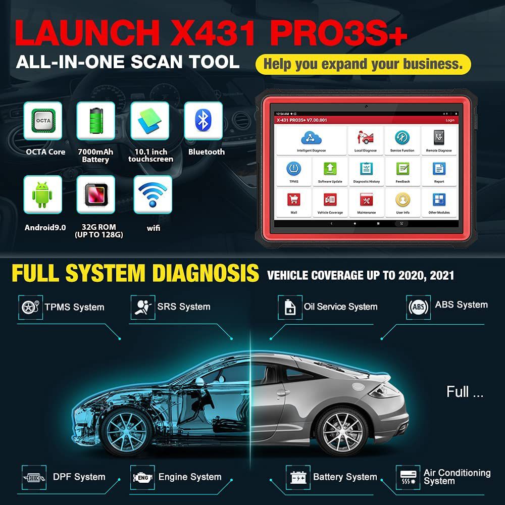 LAUNCH X431 Pro3S+ OBD2 Diagnostic Scanner Automotive Auto Diagnostic Tool Car Code Reader X431 PRO ECU Coding