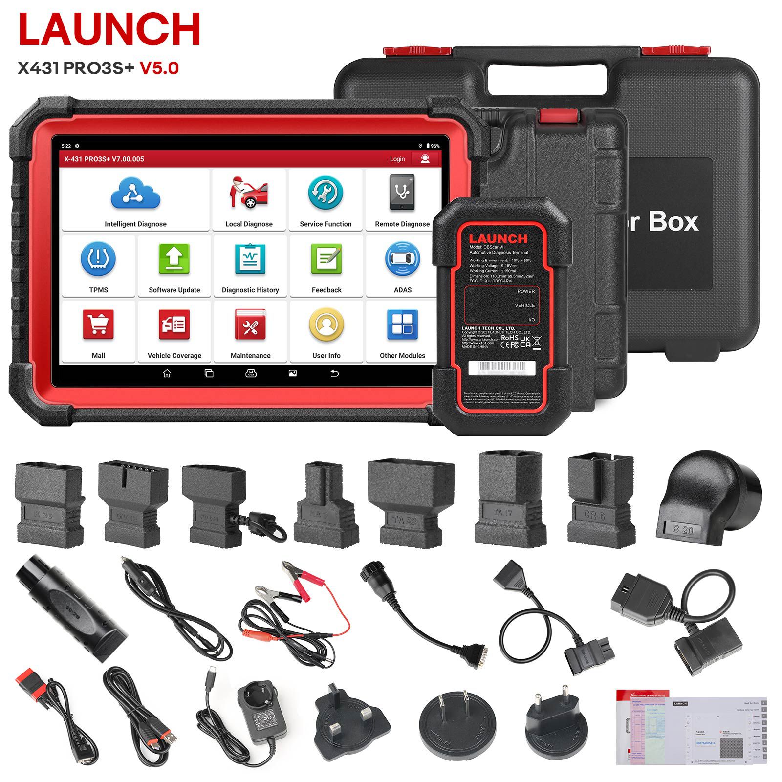 LAUNCH X431 PRO3S+ V5.0 Bi-Directional Scan Tool, 37+ Reset Service, OE-Level Full System Bluetooth Diagnostic Scanner, ECU Coding