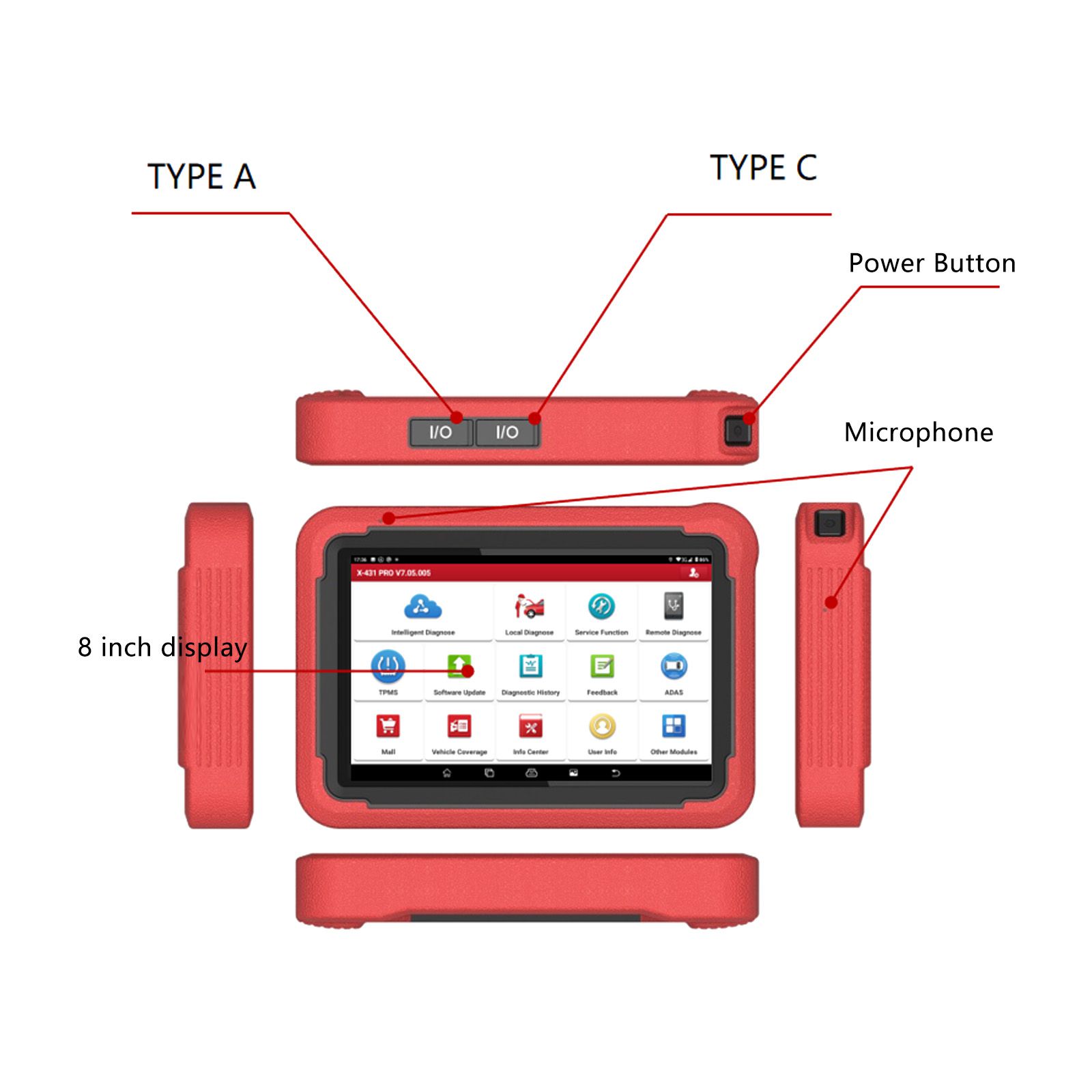 Newest Launch X-431 PRO PROS V5.0 Diagnostic Tool 37 Special Functions Intelligent Diagnose TPMS Supports CANFD and DOIP Global Version