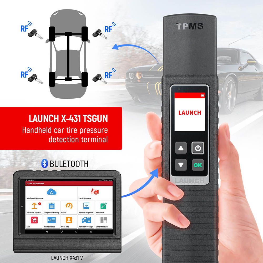 Launch X431 TSGUN Wand TPMS Tire Pressure Detector Handheld Program Diagnostic Tool