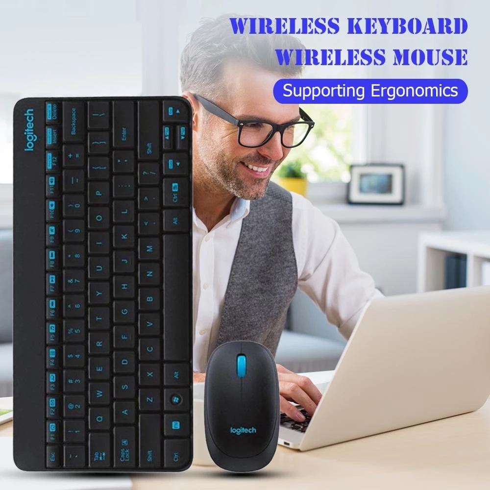 Logitech MK245 Wireless Keyboard Mouse Combo 2.4GHz USB Receiver Long Battery Life Waterproof Ergonomics Keyboards Mouse Set