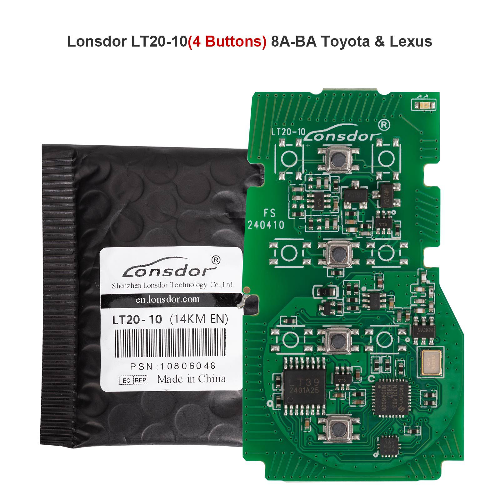 2024 Lonsdor LT20-10 Universal Smart Remote PCB All-in-One Board for Toyota/Lexus 8A-BA 4/5/6 Buttons Switchable Frequency