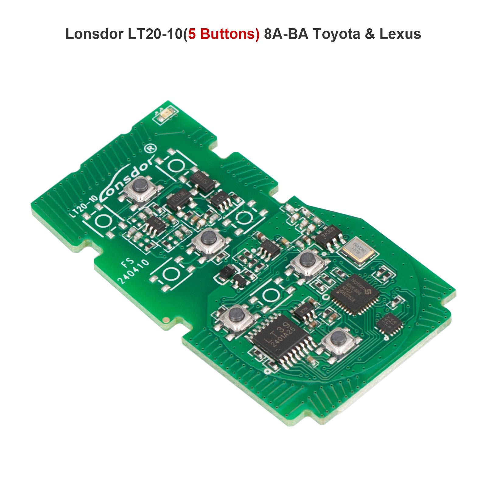 2024 Lonsdor LT20-10 Universal Smart Remote PCB All-in-One Board for Toyota/Lexus 8A-BA 4/5/6 Buttons Switchable Frequency