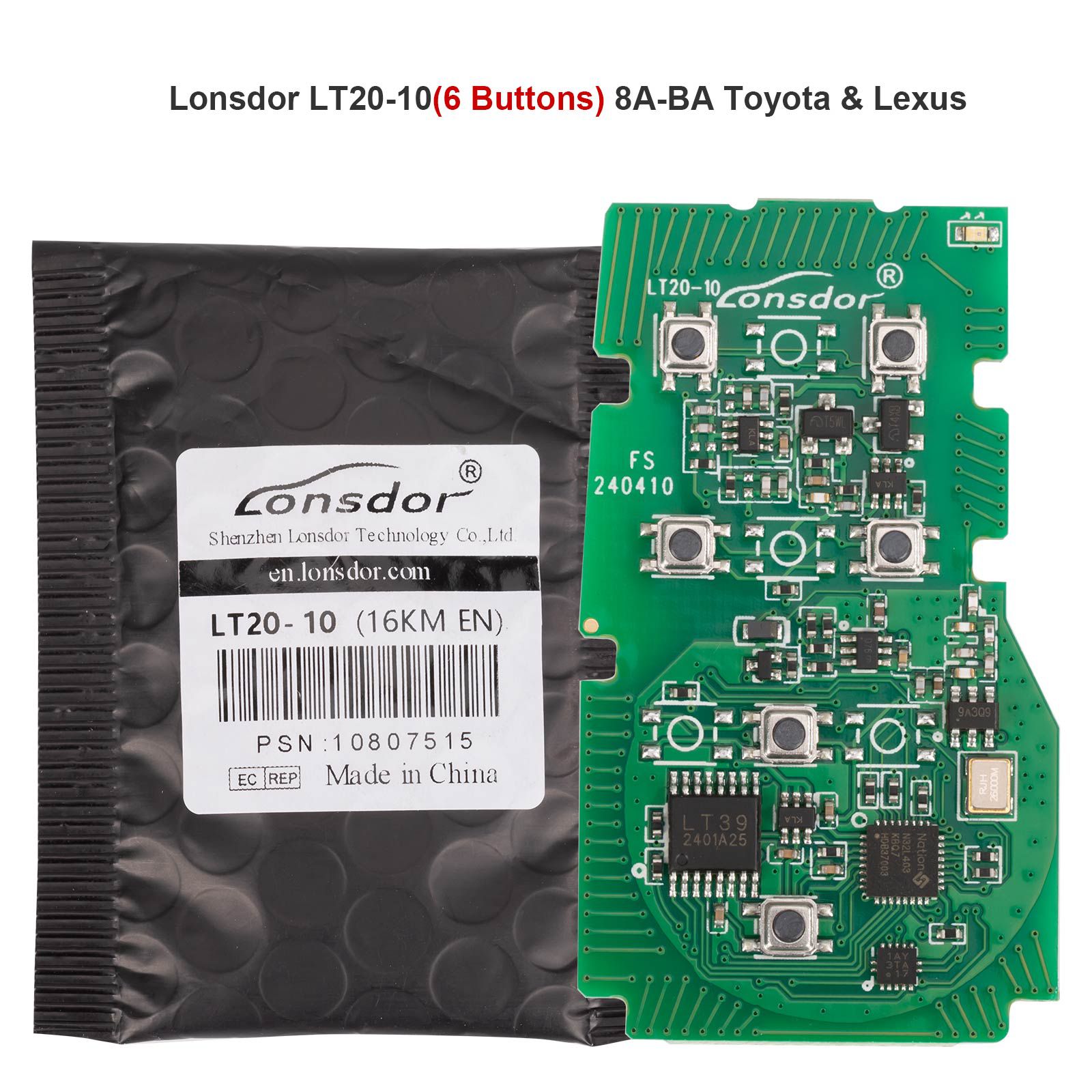 2024 Lonsdor LT20-10 Universal Smart Remote PCB All-in-One Board for Toyota/Lexus 8A-BA 4/5/6 Buttons Switchable Frequency