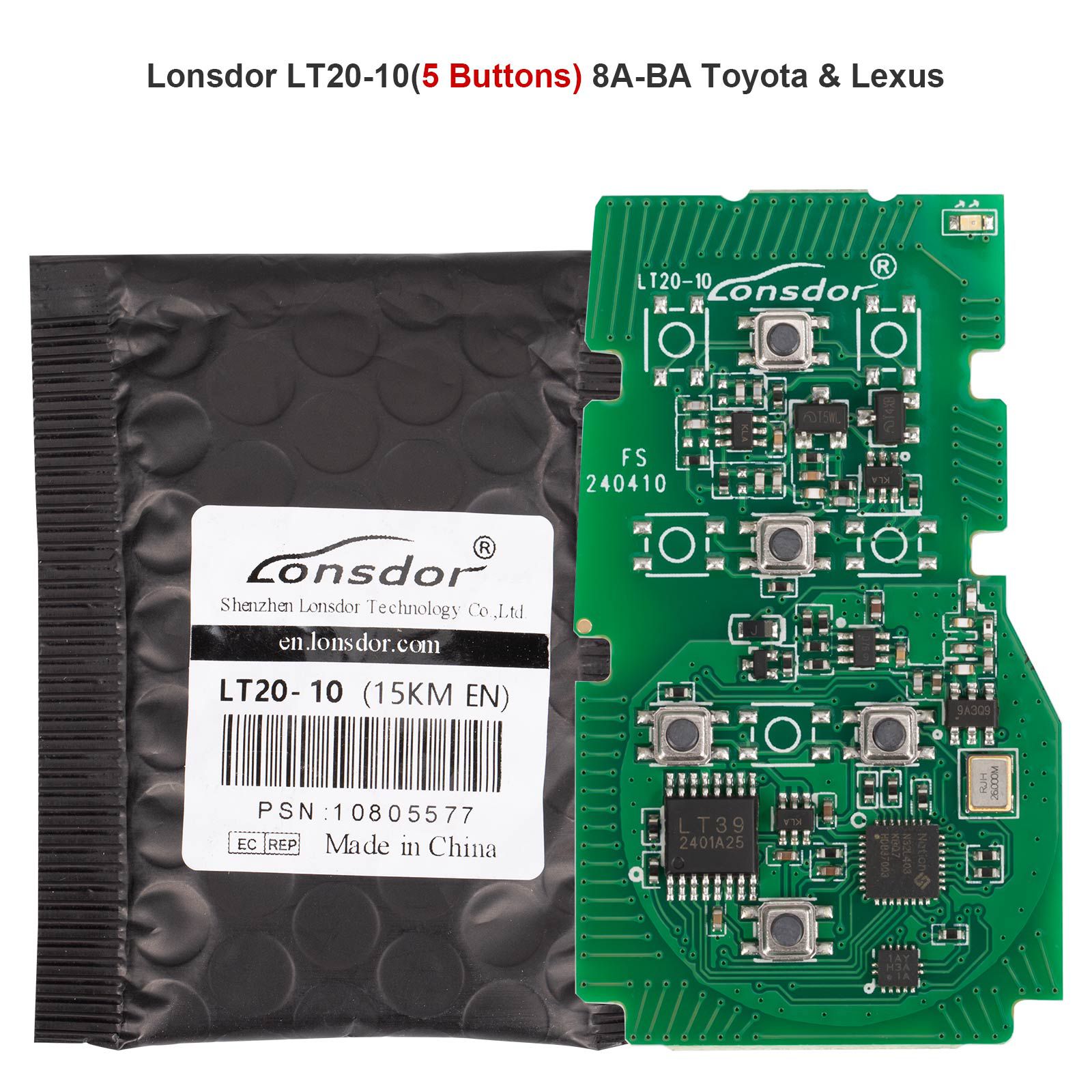 2024 Lonsdor LT20-10 Universal Smart Remote PCB All-in-One Board for Toyota/Lexus 8A-BA 4/5/6 Buttons Switchable Frequency