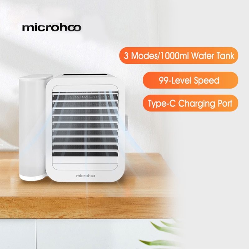 Microhoo 3 In 1 Mini Air Conditioner Water Cooling Fan Touch Screen Timing Artic Cooler Humidifier