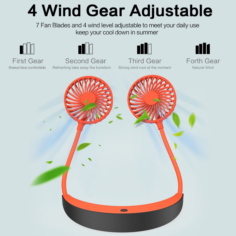 Mini Fan Portable Neck Fan Rechargeable Fan 5200mAh Foldable Handheld Air Conditioner Cooler Fan for Home Outdoor