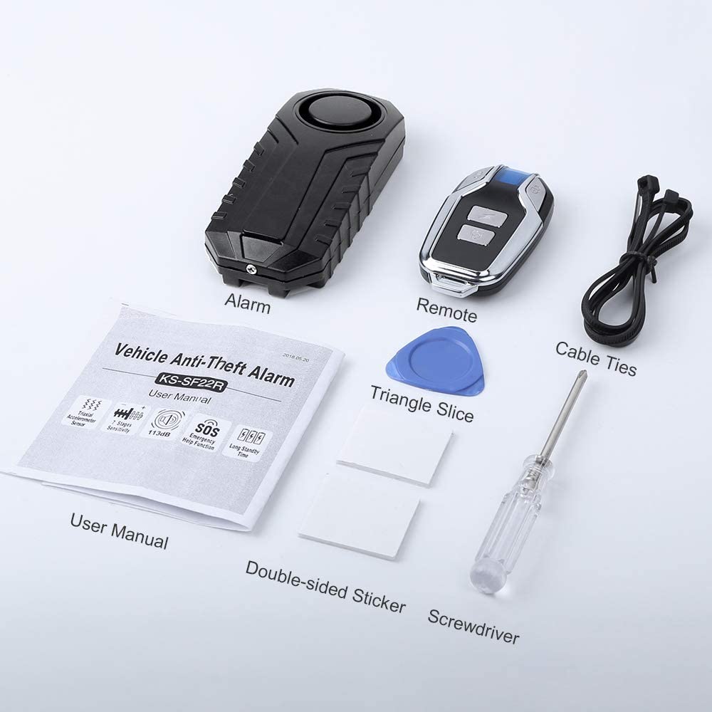 Motorcycle Anti-Theft Alarm with Remote Waterproof Bicycle Alarm Vibration Sensor 113dB Loud Wireless alarma moto