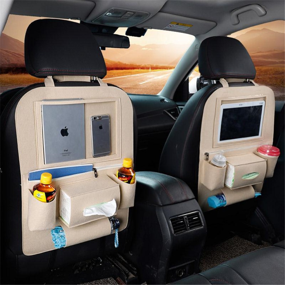 New Car Styling Seat Organizer Tablet Stand Multi-function Car Organizer Storage Bag Cup Holder Car Tissue Organizer Hanging Bag