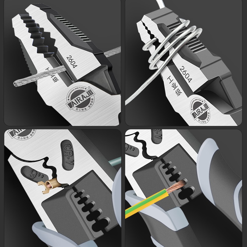 Multifunction Pliers Set Combination Pliers Stripper Crimper Cutter Heavy Duty Wire Pliers Diagonal Pliers Hand Tools