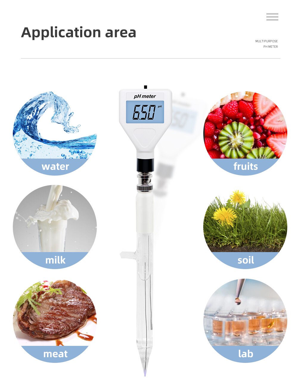 Ph-98211 Ph-98212 Ph-98218 Ph-98201B Multipurpose Food PH Meter PH Meat Tester Digital Acidity Meter Glass Electrode Water Milk Soil Analyzers Tools