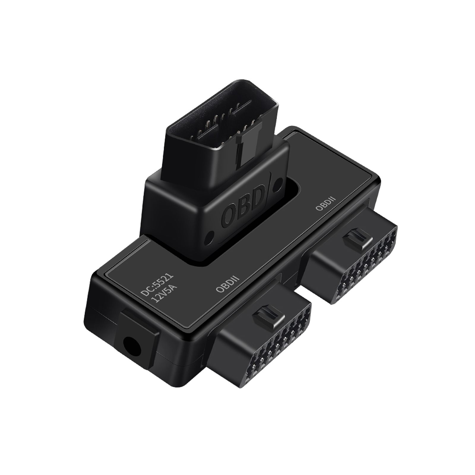 OBD II OBD2 16 Pin Splitter Extension Adapter Expander Connector One-to-Two 2X Female and 1X Male 180° Free Adjustment