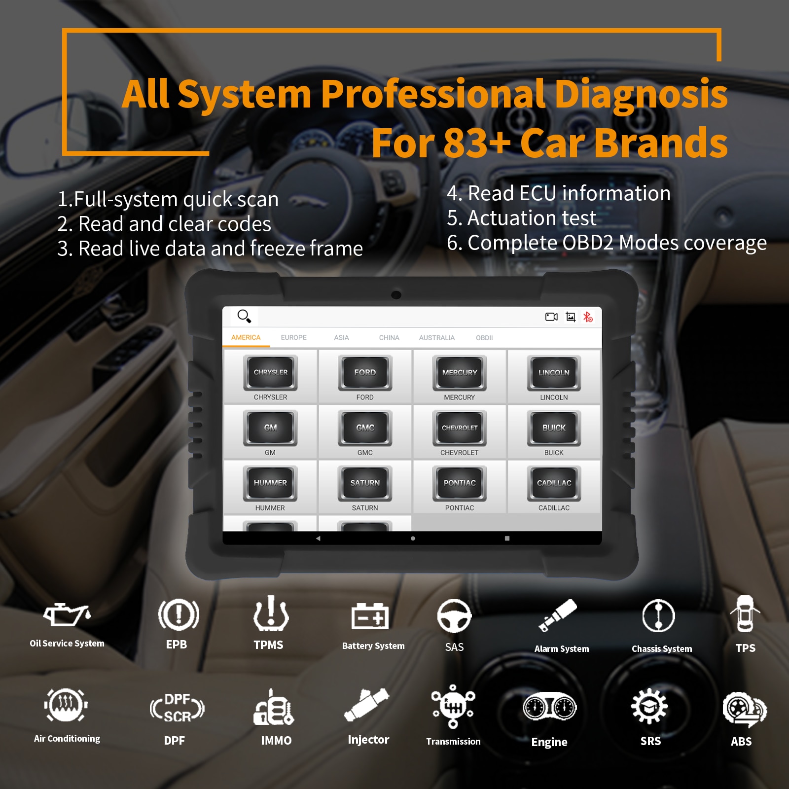 Humzor ND366 Elite OBD2 Scanner Tablet Full System for  ABS Airbag Oil EPB DPF Reset Car Diagnostic Tool Automotive Code Reader