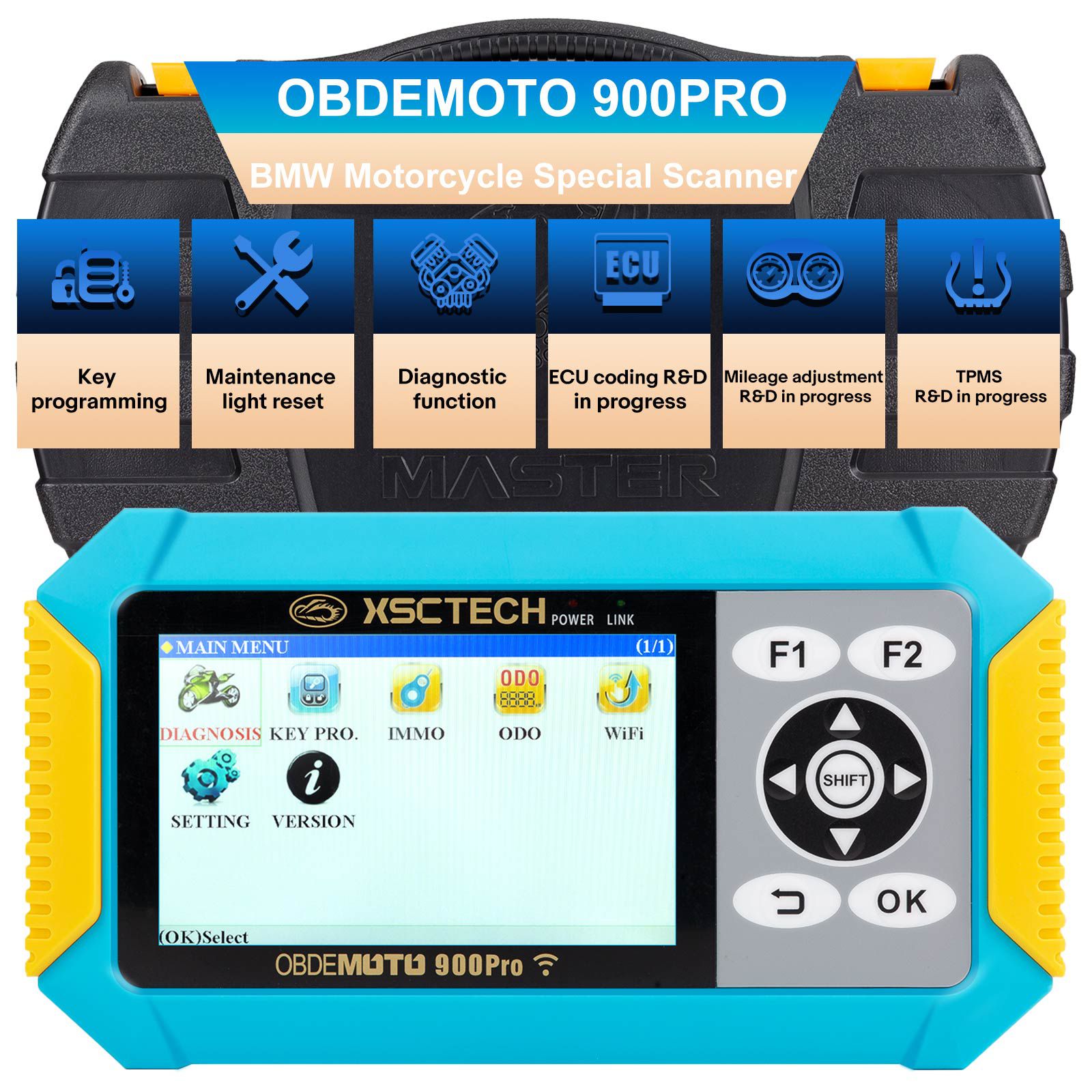 OBDEMOTO 900PRO 3-in-1 Motorcycle Scanner For BMW/ Harley Davidson/ Ducati Support Diagnosis + Key Matching + ODO Mileage Adjustment