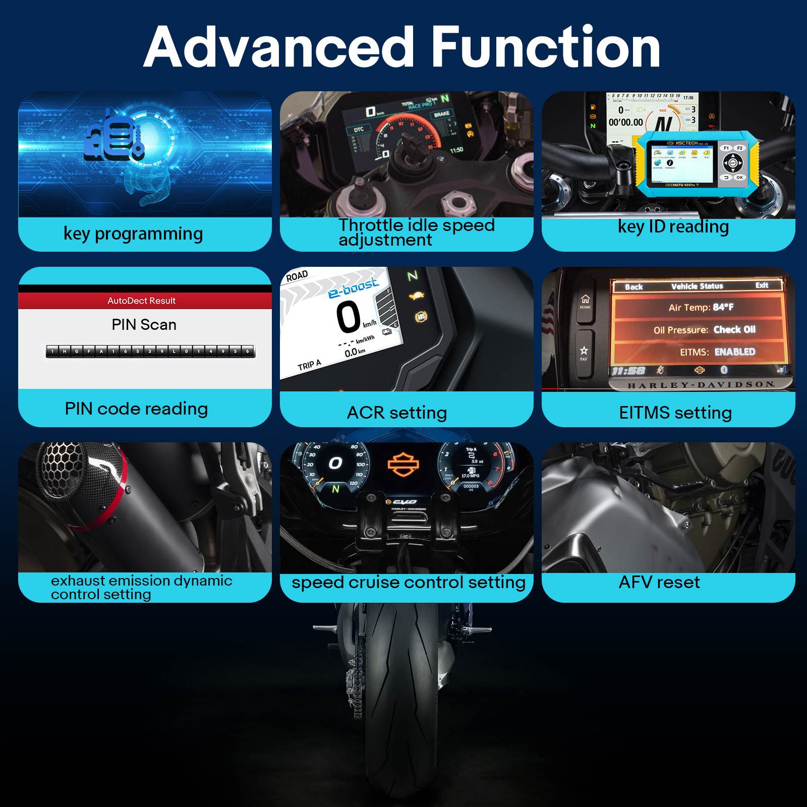 OBDEMOTO 900PRO Motorcycle Scanner Support Diagnosis Key Matching and ODO with BMW Smart Card Key 8A Chip