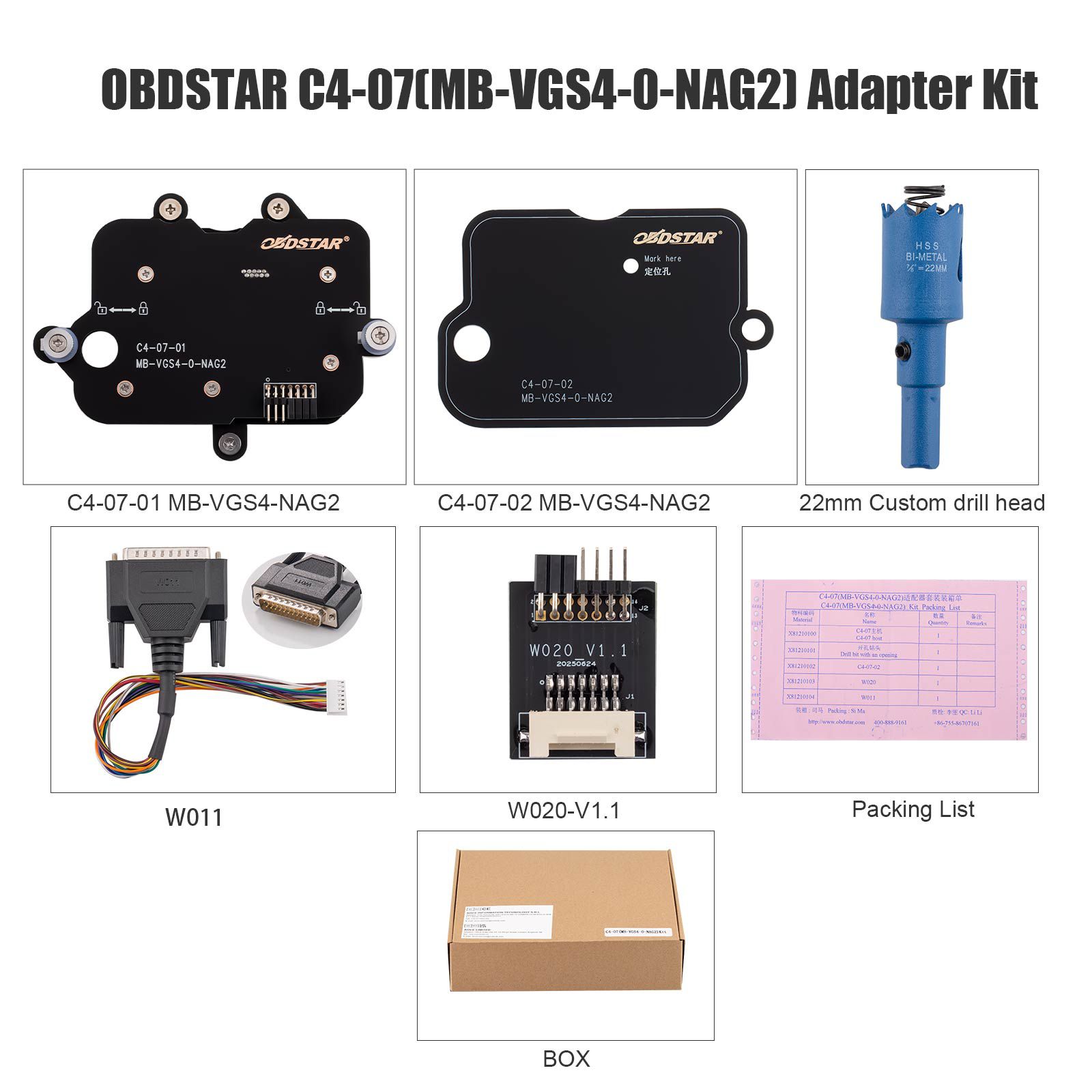 OBDSTAR C4-07(MB-VGS4-0-NAG2) Adapter Kit Used with OBDSTAR X300 Classic G3 / DC706 ECU Tool