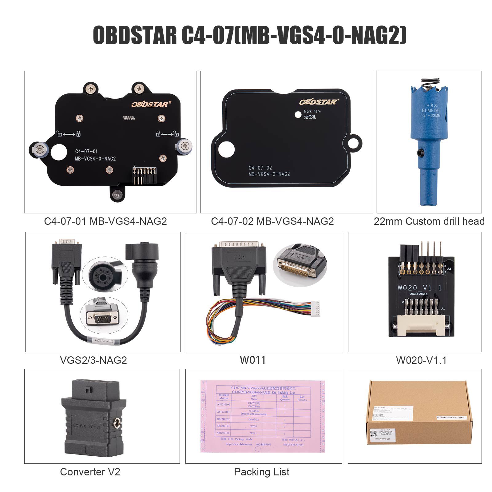 2025 OBDSTAR C4-07 (MB-VGS4-0-NAG2) Adapter Kit Full Configuration Included TCM-012 and Converter V2 Adapter For OBDSTAR X300 Classic G3 / DC706
