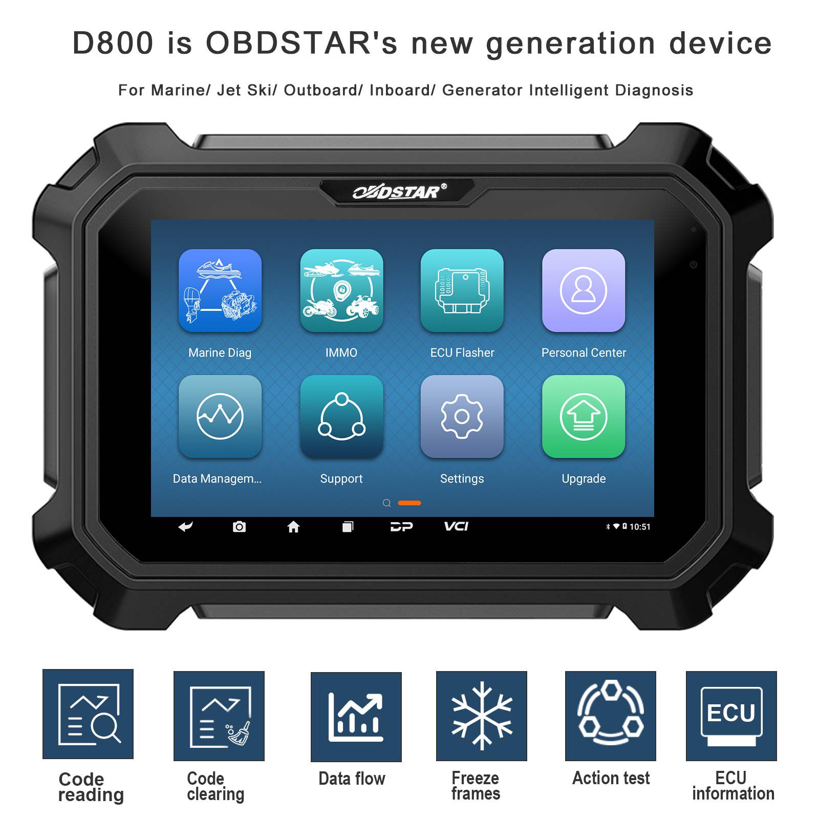 2025 OBDSTAR D800 A+B+C+D Full Configuration Marine Diagnostic Tool for Jet Ski/ Outboard/ Inboard/ Generator