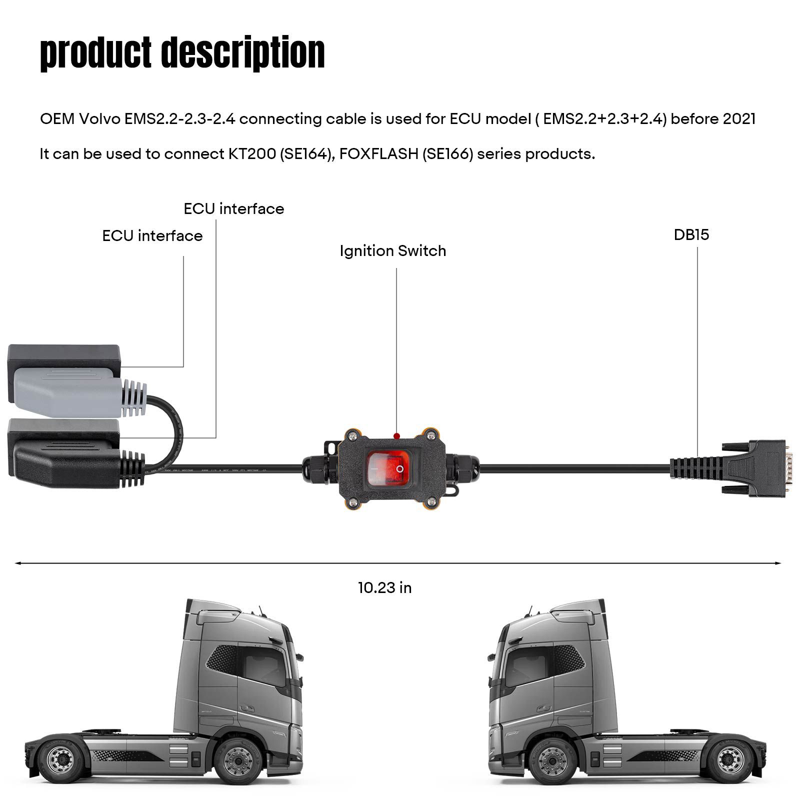 2024 OEM Volvo EMS2.2-2.3-2.4 Connecting Cable Work with KT200 and FoxFlash Support Volvo Before Year 2021