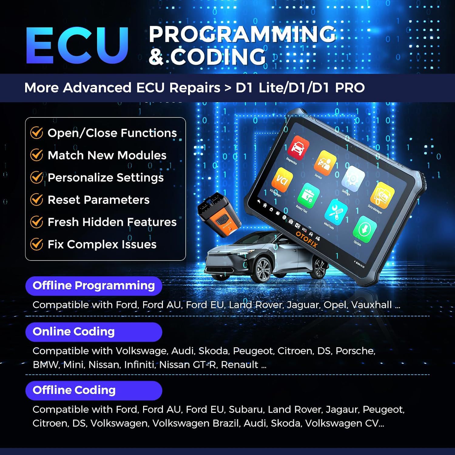 2025 OTOFIX D1 MAX2 Professional Bi-directional Diagnostic Tool Supports CAN FD DoIP 40+ Service Functions ECU Coding