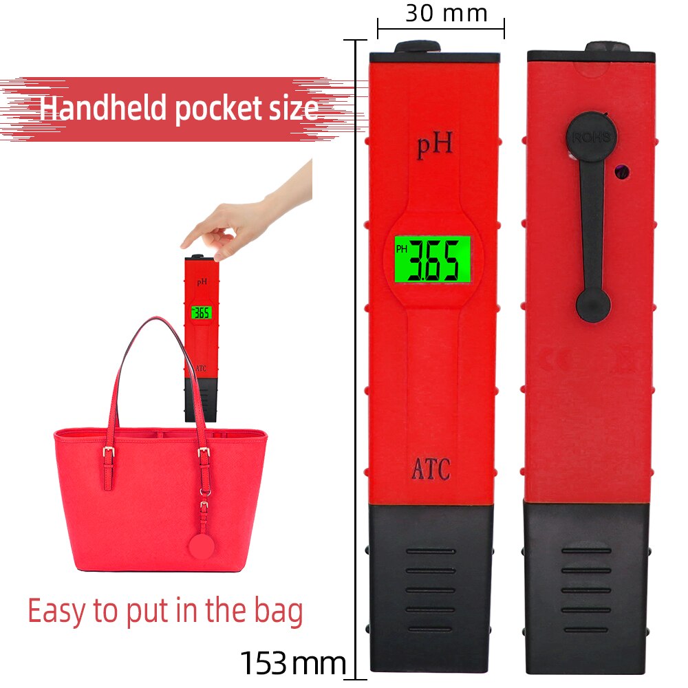 Ph meter tester with backlight detected Original Pocket Pen type monitor Drinking Water Quality Analysis