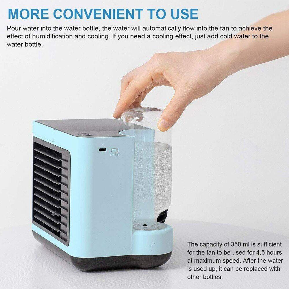 Portable USB Negative Ion Air Conditioner Fan with Night Light Mini Personal Desktop Air Cooler 3 Gear Home Water Cooling Fan