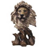 Home Decoration Horse Lion Tiger Wolf Eagle Resin Statue Art Crafts Creative Imitation Wood Root Animals Head Sculpture Gift