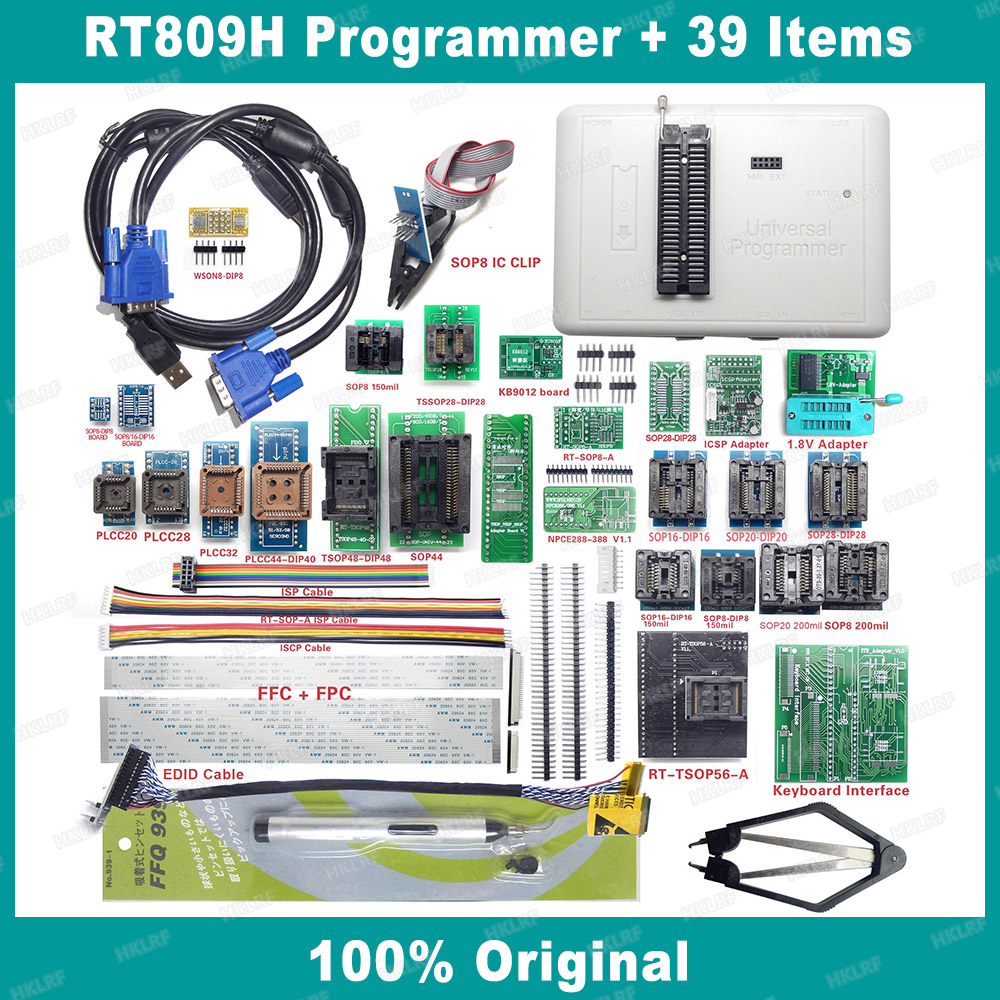 100% Original New RT809H EMMC-Nand FLASH Universal Programmer TSOP56/TSOP48 EDID With BGA48 BGA63 BGA64 BGA169