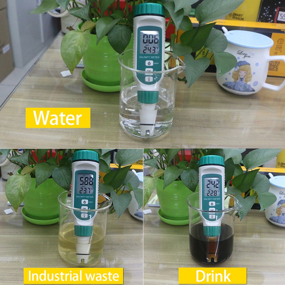 Salinometer Salinity Test Pen Beverages Drink Salt value and temperature of solvent Content Meter ATC Seawater Measuring AR8012