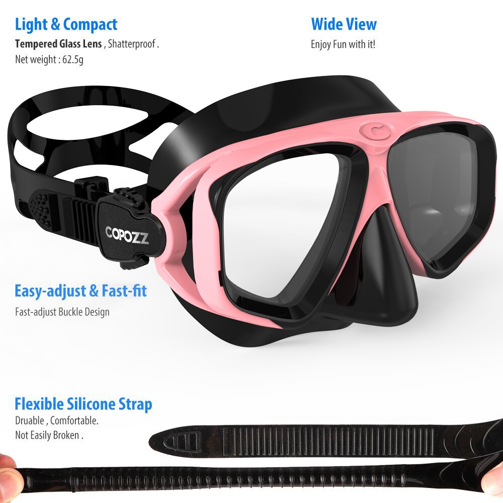 Scuba Diving Mask Set Anti Fog Goggles with Snorkel Glasses Tube Adjustable Strap for Women Men Adult Swimming Mask