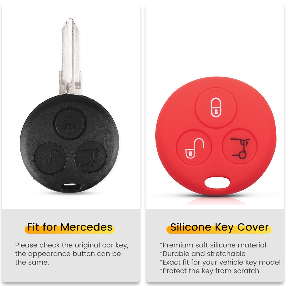 Silicone Rubber Car Key Case Fits For Mercedes Benz Smart City Fortwo 3 Buttons Remote Key Protector Cover Car Accessory