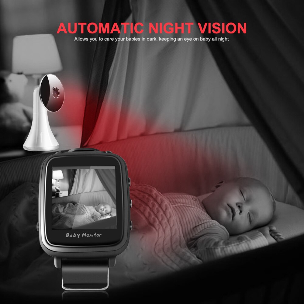 Smart Watch Style Baby Monitor Portable 2.4Ghz Wireless Video Baby Nanny Camera Cry Alarm Mic Night Vision Temperature VB606