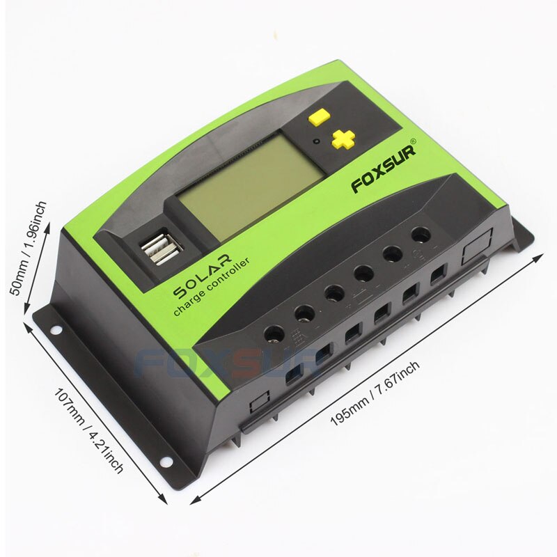 Solar Charge Controller 40A PWM 12V 24V Auto LCD Solar Panel Charge Discharge Regulator with 5V USB, Parameter Adjustable