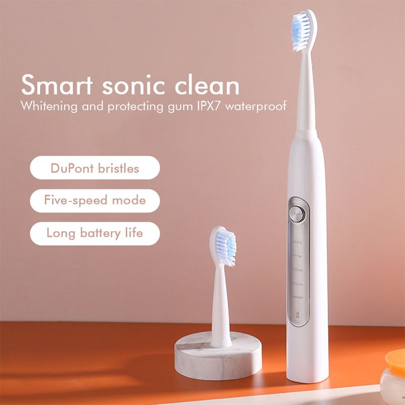 Sonic Electric Toothbrush Ultrasonic Automatic Smart Tooth Brush USB  Charge Quiet  Fast Charging  Full-body Waterproof 400mAH