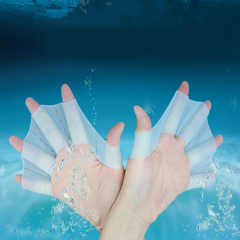 Swimming Hand Finger Fin Learning Swimming Pool Accessory Finger Wear Hand Web Flippers Training Diving Gloves Swim Pool Paddles