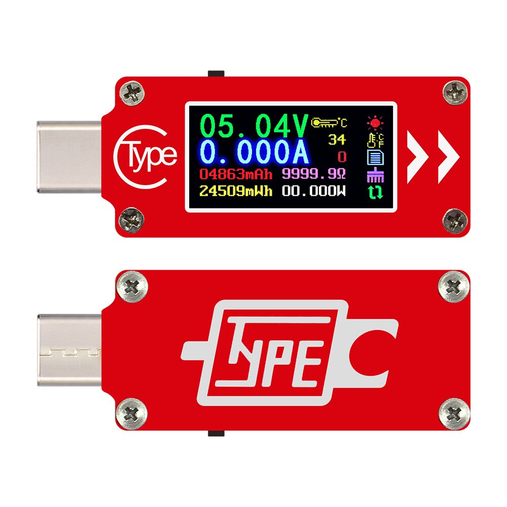 TC64 Type-C color LCD USB Power Meter Tester Digital Current Tester Voltage Detector, Capacity of Power Bank Type-C Tester