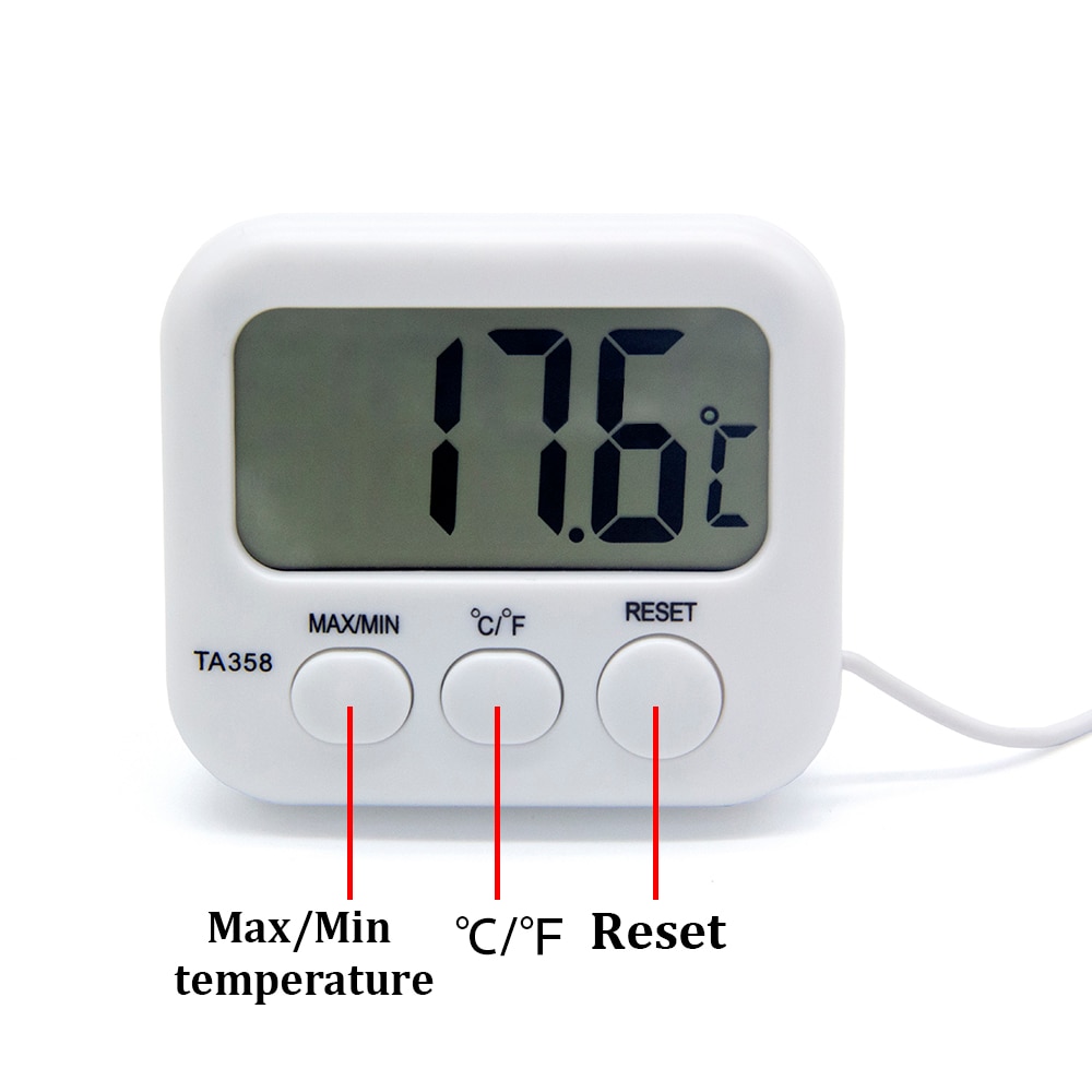 Thermometer Digital Thermo Temperature Meter TA358 with Probe Sensor CableRefrigerator Aquarium Kitchen Electronic LCD
