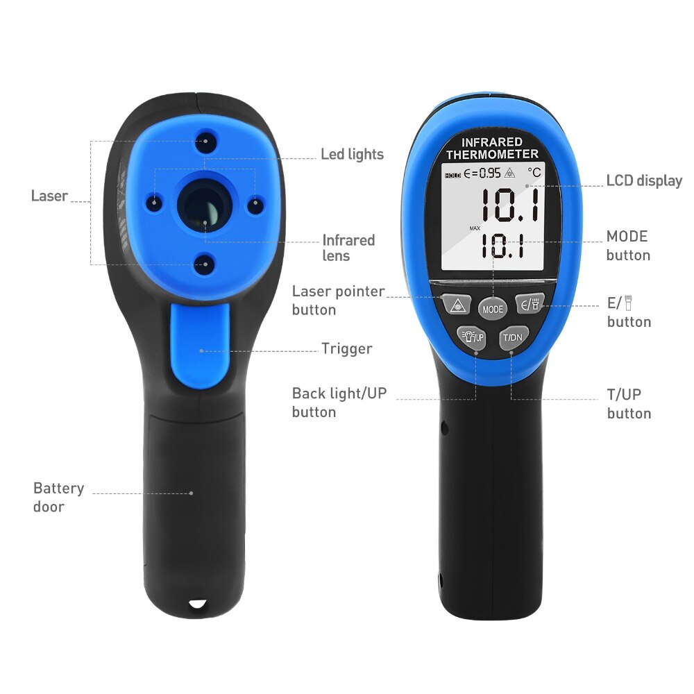 HP-1500 Thermometer Dual Laser Thermometer with Color LCD Screen -58℉~2732℉Non-Contact Temperature Gun, for Cooking/BBQ Casting