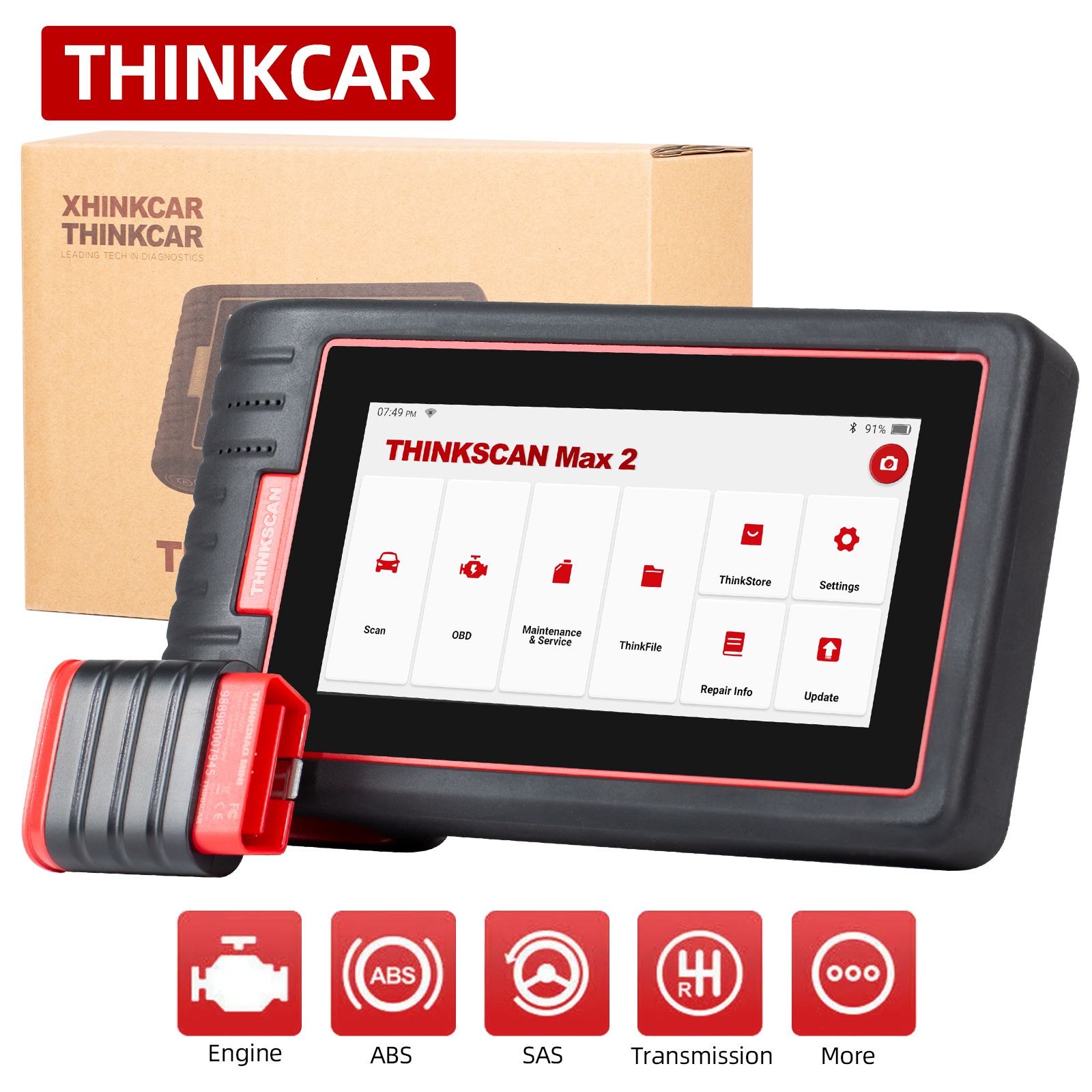 THINKCAR ThinkScan Max All System Car Diagnostic Scanner with 28 Maintenance Functions Lifetime Free Update