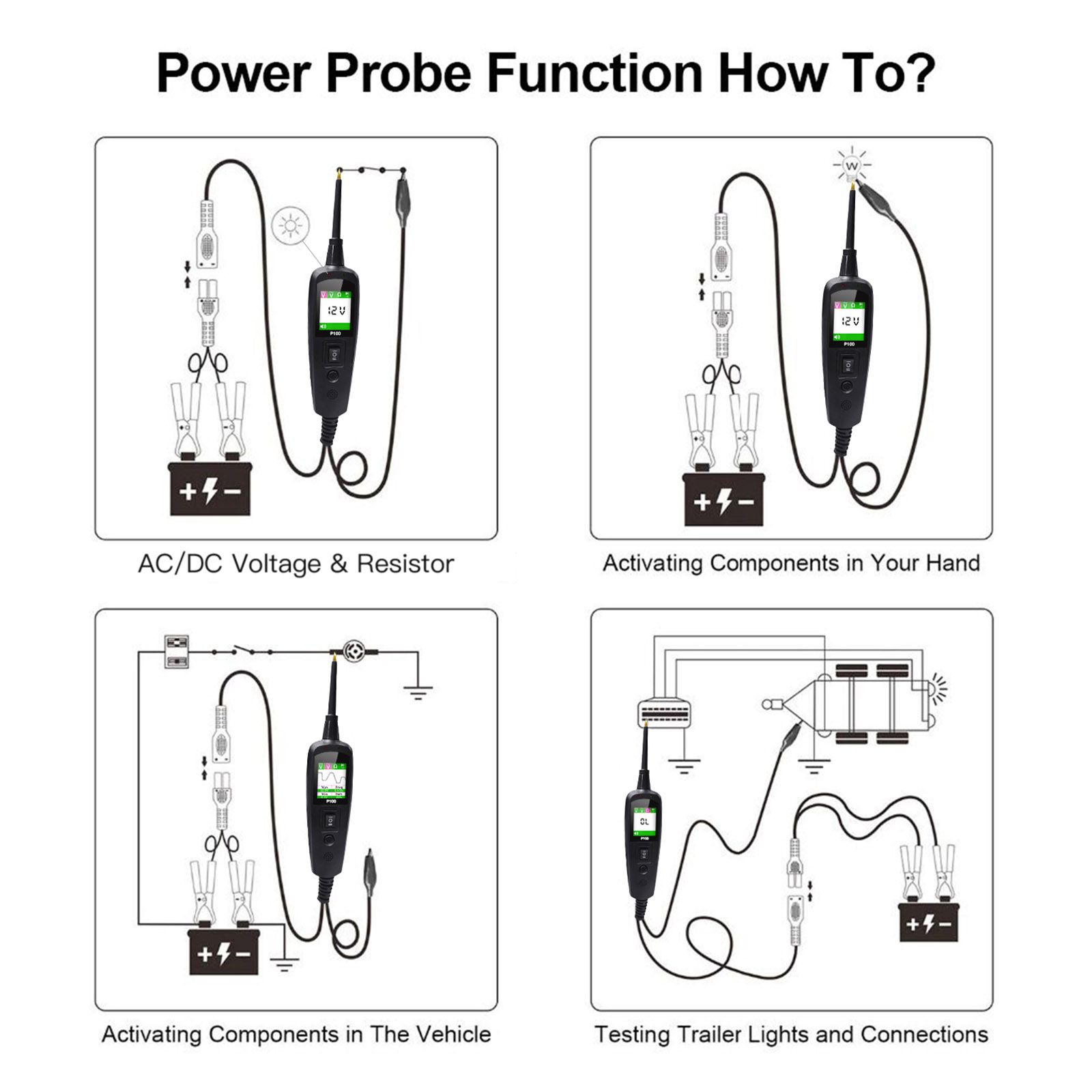 TOPDIAG P100 with 10 Meters Long Automotive Circuit Diagnostic Tester