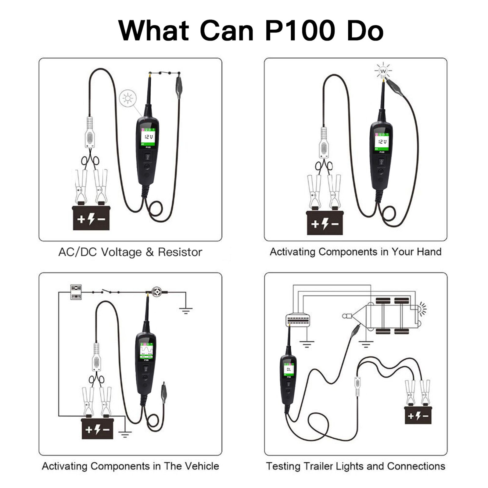 TOPDIAG P100 with 2 Meters Long Automotive Circuit Diagnostic Tester