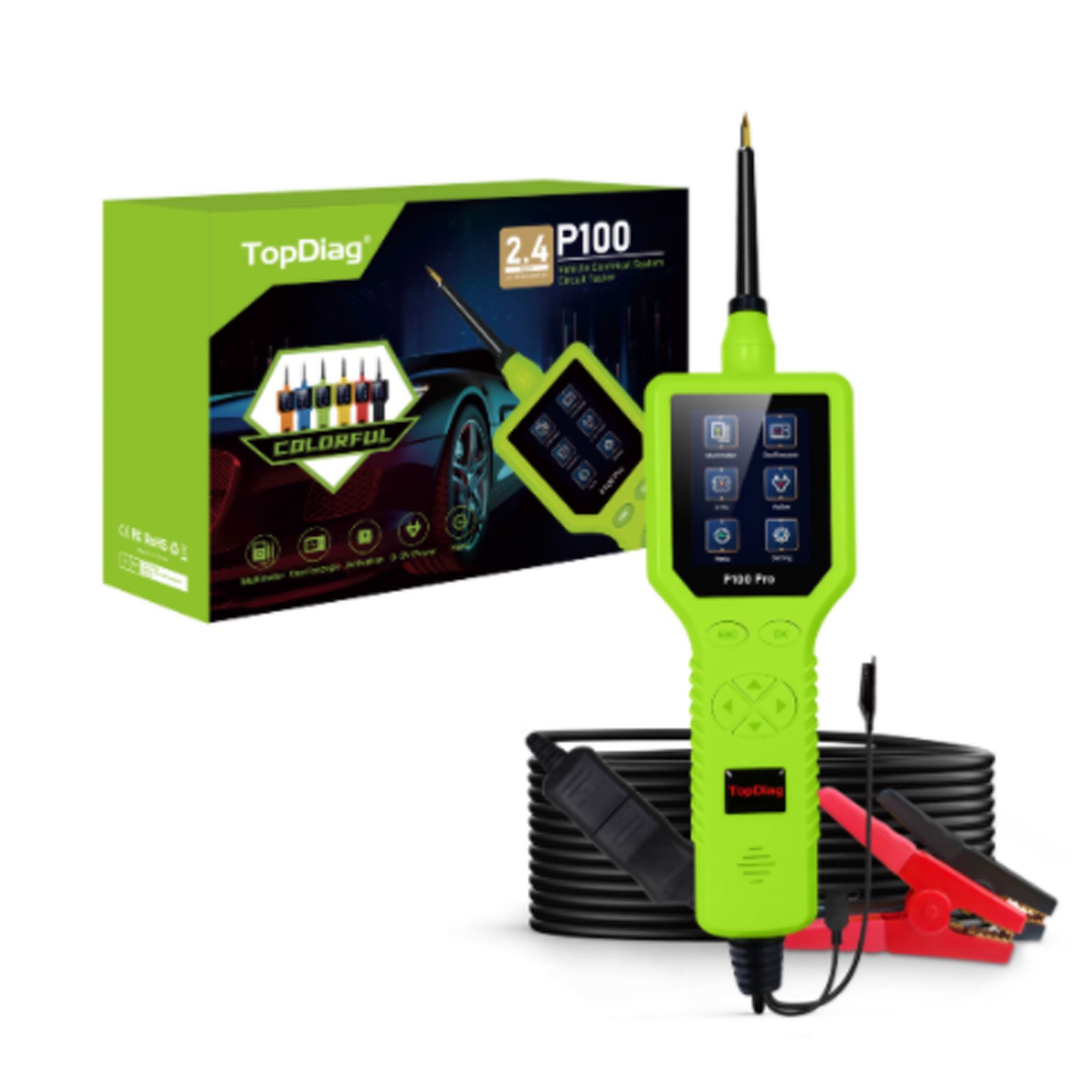 TOPDIAG P100Pro Electrical System Diagnostics Tool Diagnose Circuit Issues for Cars, Trucks, SUV, Motorcycles, Boats, Excavators, Trailers, etc