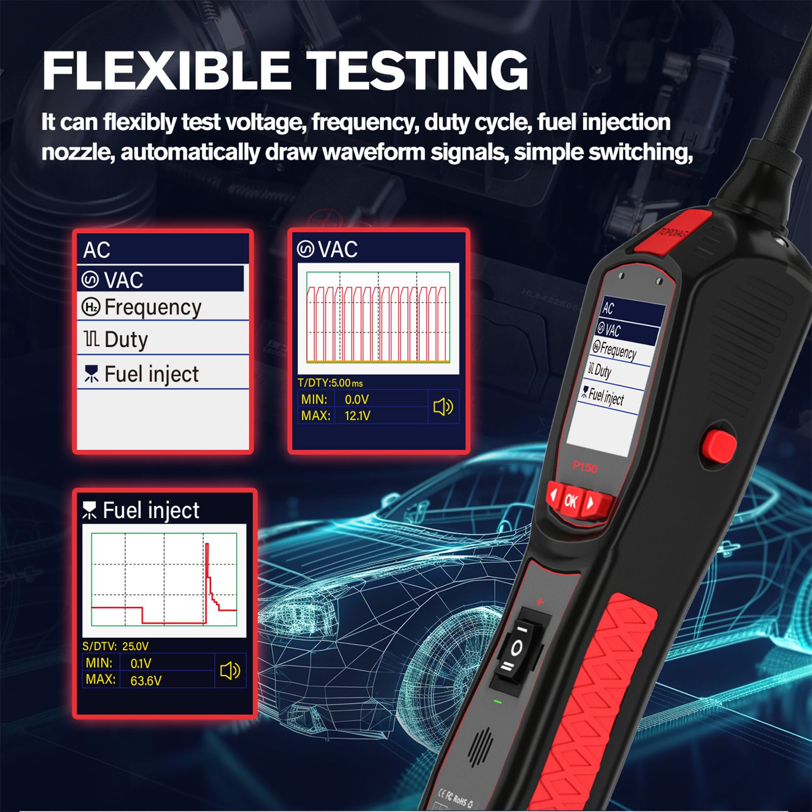 TOPDIAG P150 Electrical Tester 6 - 30 Volt Vehicle Electrical System Diagnostics