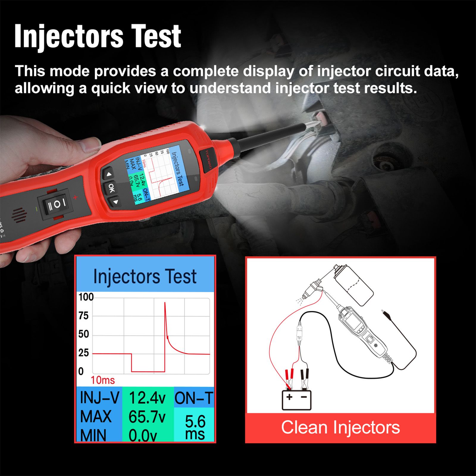TopDiag P180 for 9-30 Volts Vehicle Electrical System Daignostics Injectors Test Support Cars, Pickups, SUVs, Motorcycles, Excavators, Steamships,